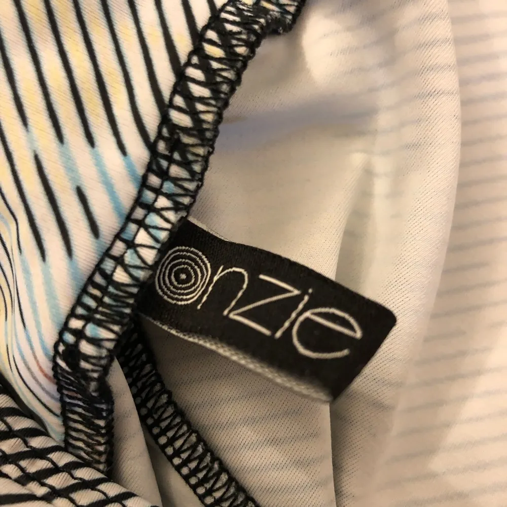 Onzie Diagonal Stripe Leggings Full Length Small Medium Blue Green - Image 5