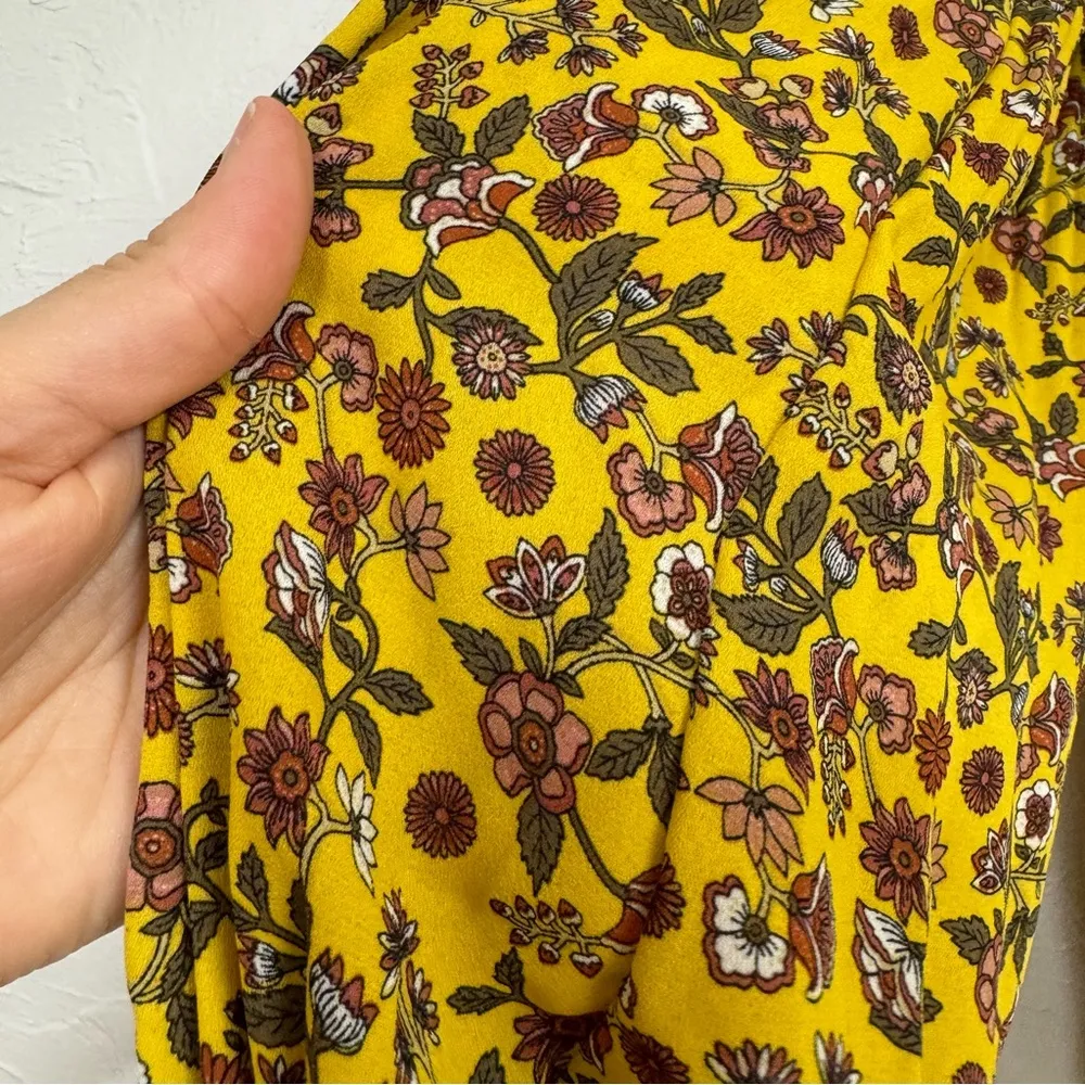 Max Studio Yellow Ditsy Floral Romantic Blouse Womens S Fall Long Sleeve Ruffled - Image 2