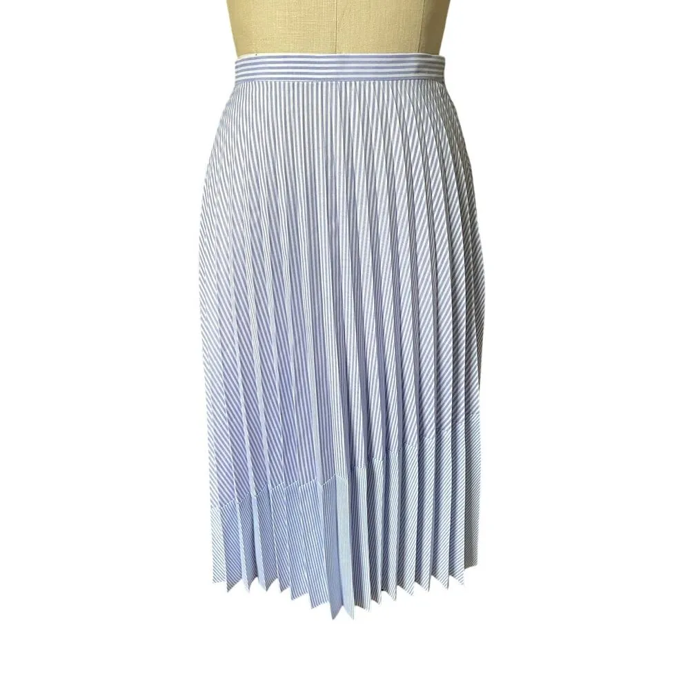 SAYLOR  Serenity Pleated Blue & White Striped Knee Length Skirt Size XS X-Small - Image 3