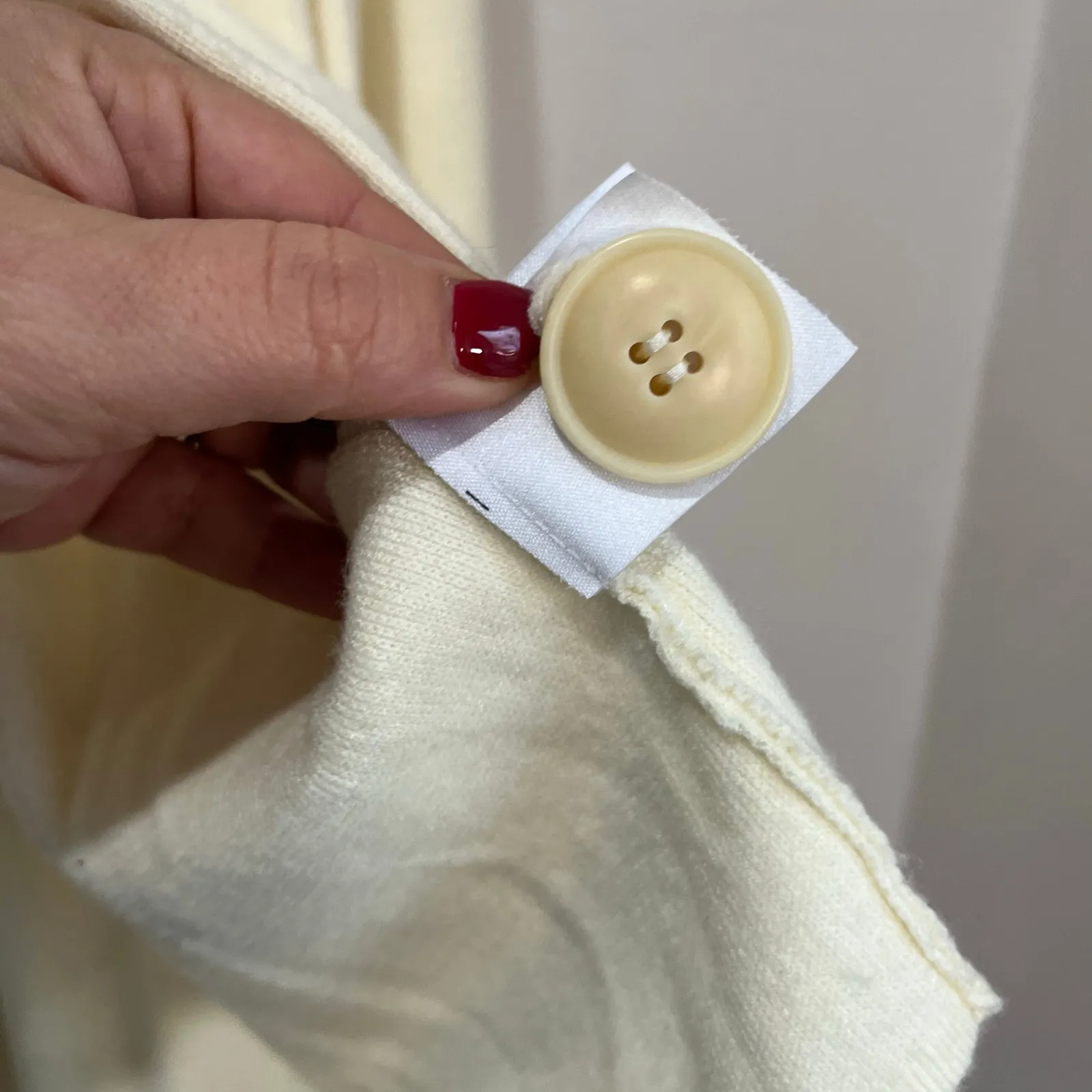 Anthropologie Jessalyn Cream Knit Blazer Sz M One Button 3/4 Sleeve Cardigan - Image 5