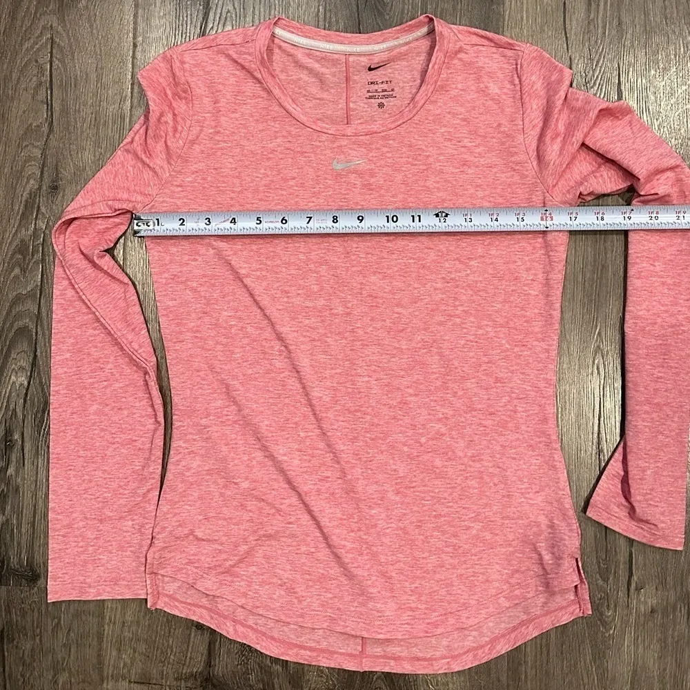 Nike Dri-Fit Heathered Red Pink Long Sleeve Shirt Women's Running XS - Image 7