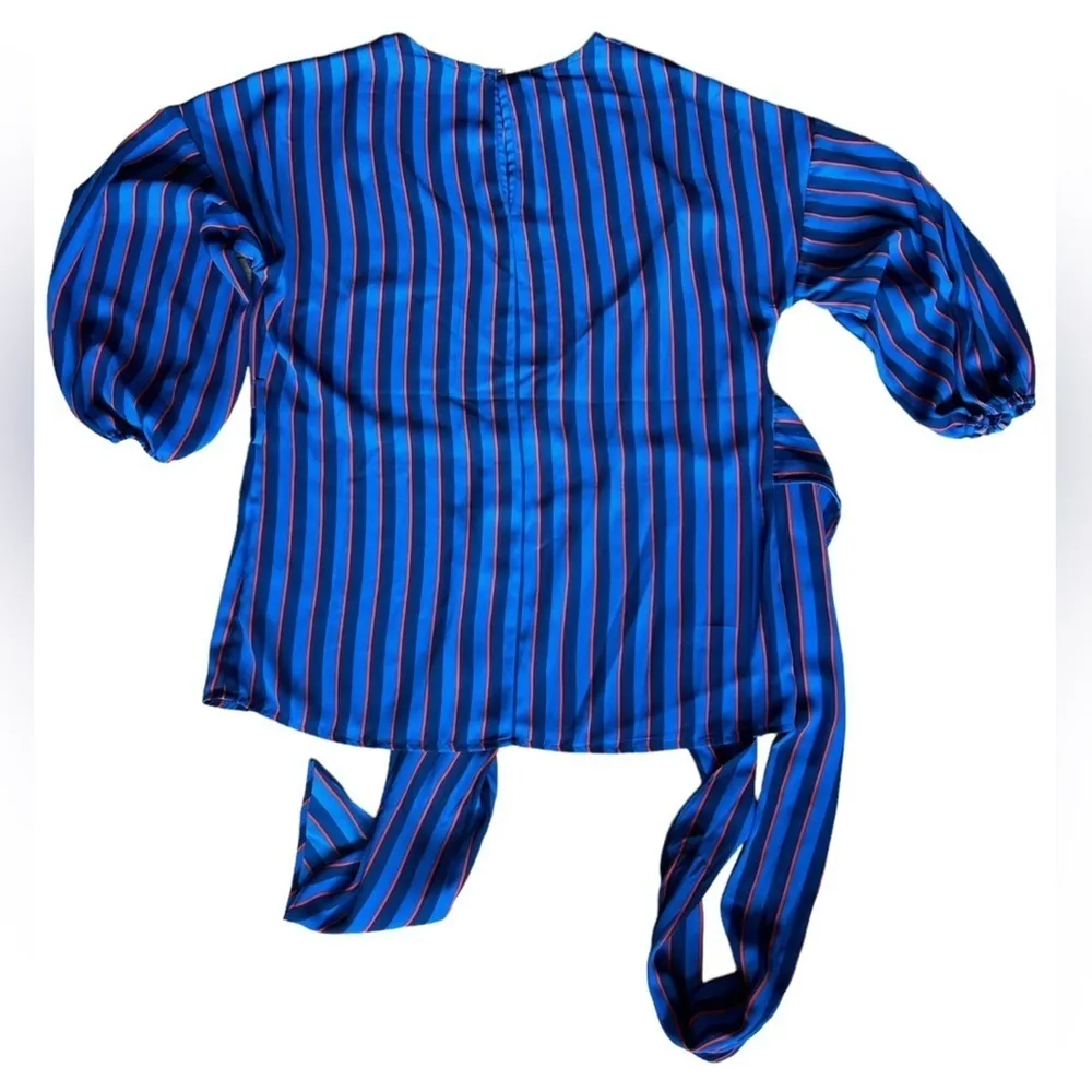 Eva Mendes New York & Company Striped Blouse Bow Tie Small - Image 3