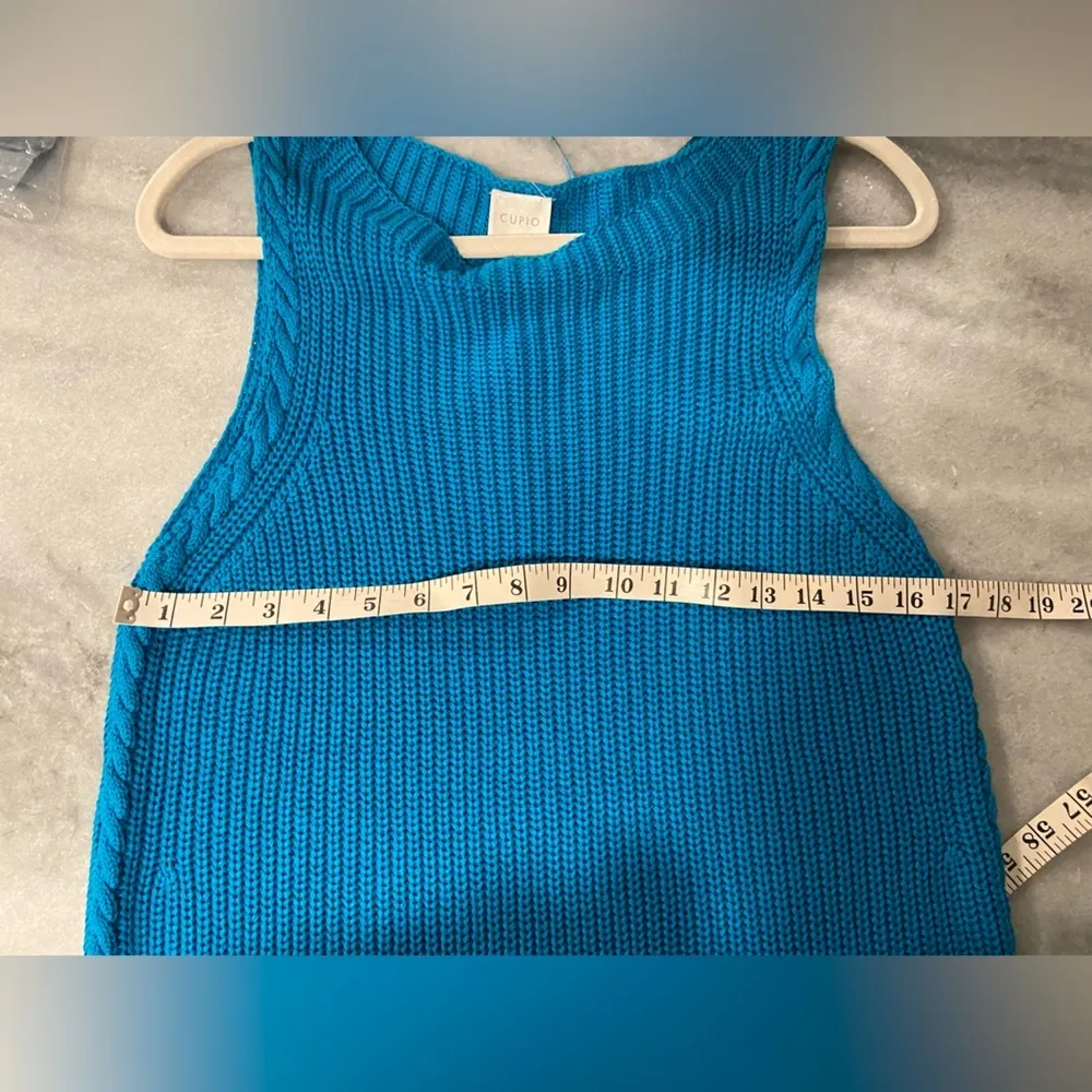 NWT Cupio Size XL Scoop Neck Sleeveless Cotton Teal Blue Knit Vest Top Cotton - Image 9