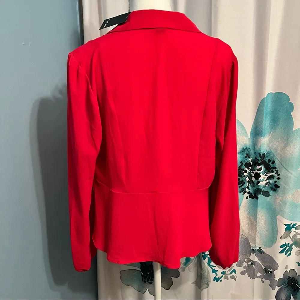 Hot pink tie front blazer top - Image 2