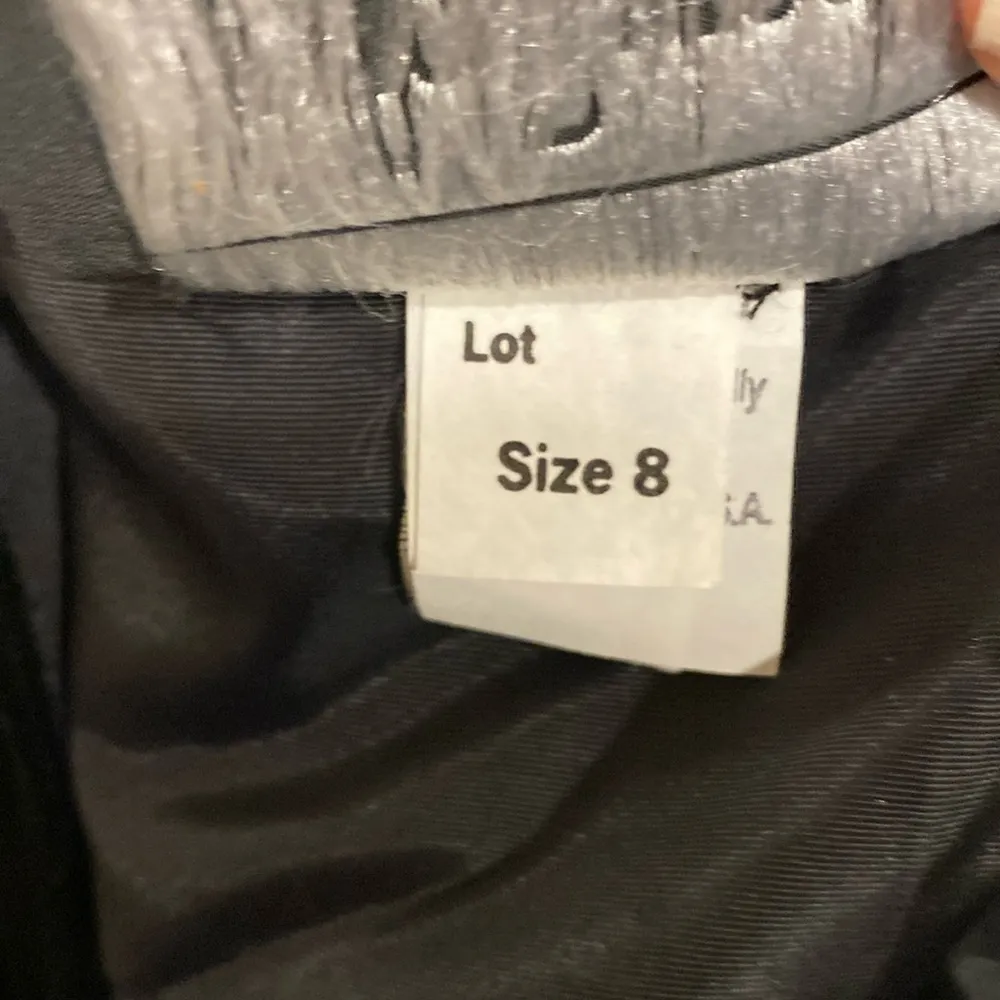 A Julie Durochie After Five Velvet Dress ruffle hem Gold gem buttons Sz 8 Black - Image 6