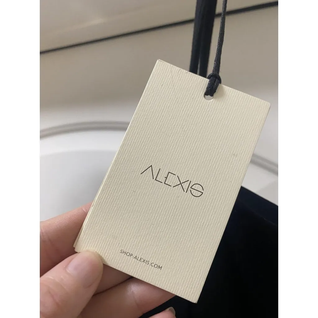 Alexis Elisabet Dress Womens XS Black Asymmetrical Cutout Side Slit Midi - Image 3