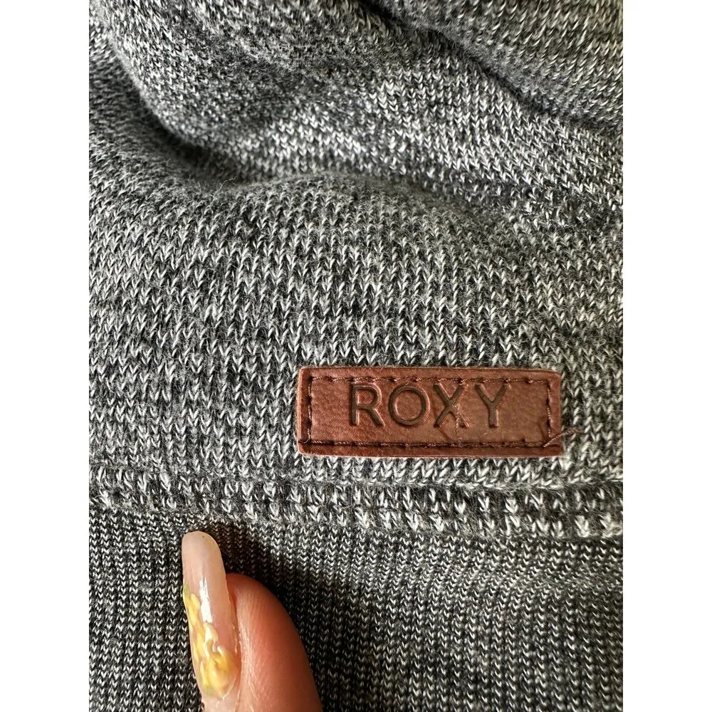 Roxy Heathered Gray Trippin Hoodie Zip Up Pockets Lightweight Sweater Jacket M - Image 4