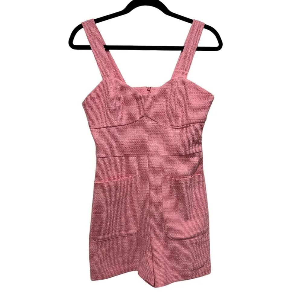 ZARA Short Textured Weave Pink‎ Jumpsuit Short Romper Small - Image 3