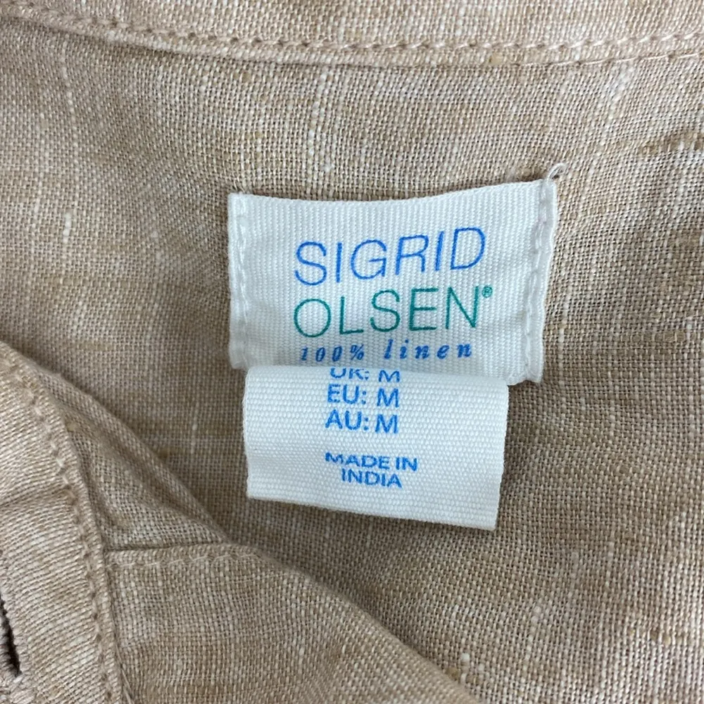 Sigrid Olsen 100% Linen Long Sleeve Button Up Blouse Top M - Image 4