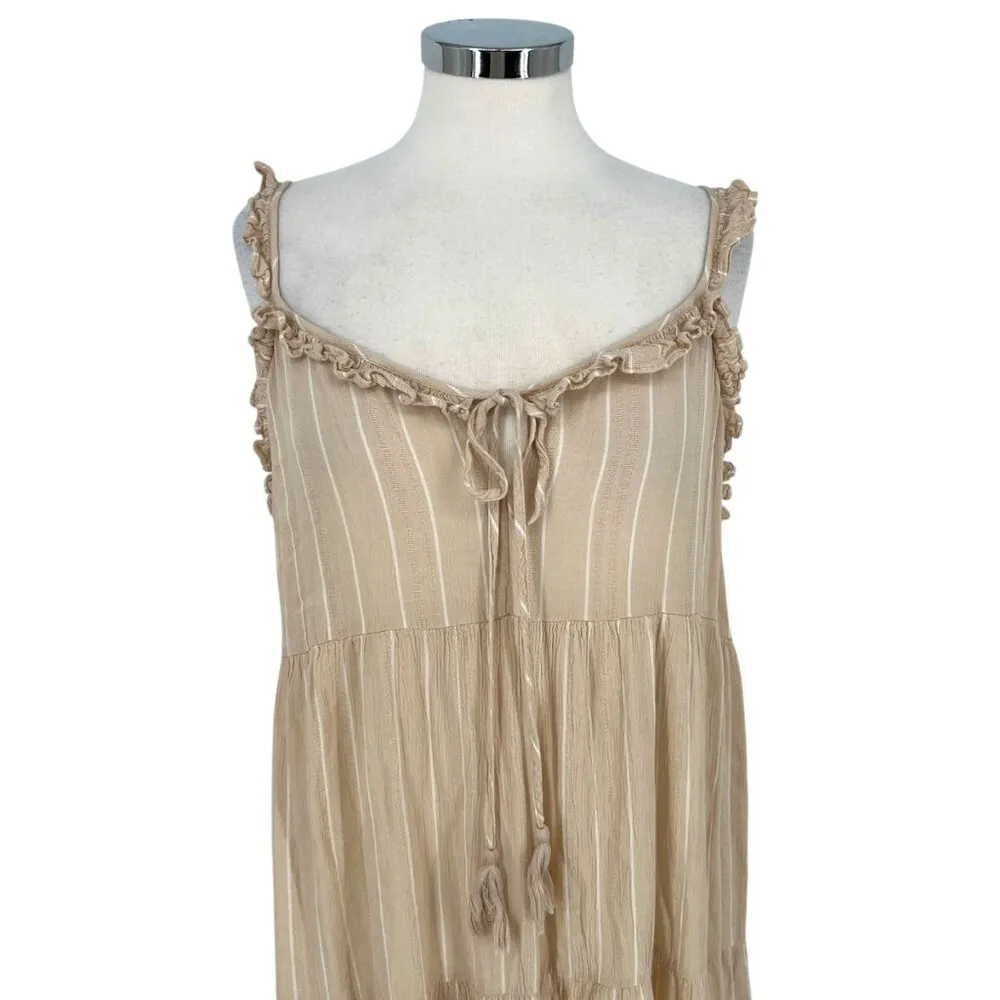 Charlie Paige Beige Sleeveless Tiered Maxi Dress With Ruffle Details Size Small - Image 2