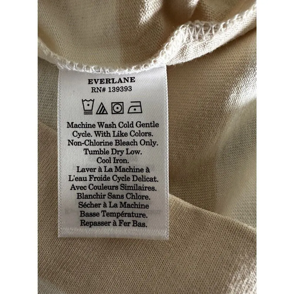 New Everlane Organic Cotton Polo Short Sleeve Dress Cashew Tan White Medium - Image 6