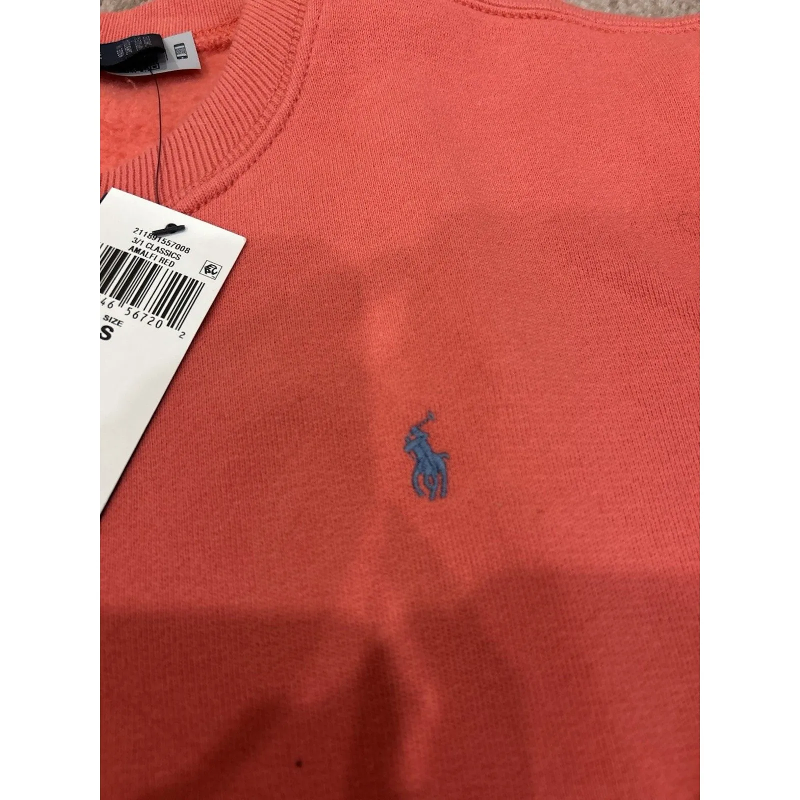 Ralph Lauren Polo Fleece Crewneck sweatshirt pants sweatsuit Amalfi Red S/XS New - Image 6