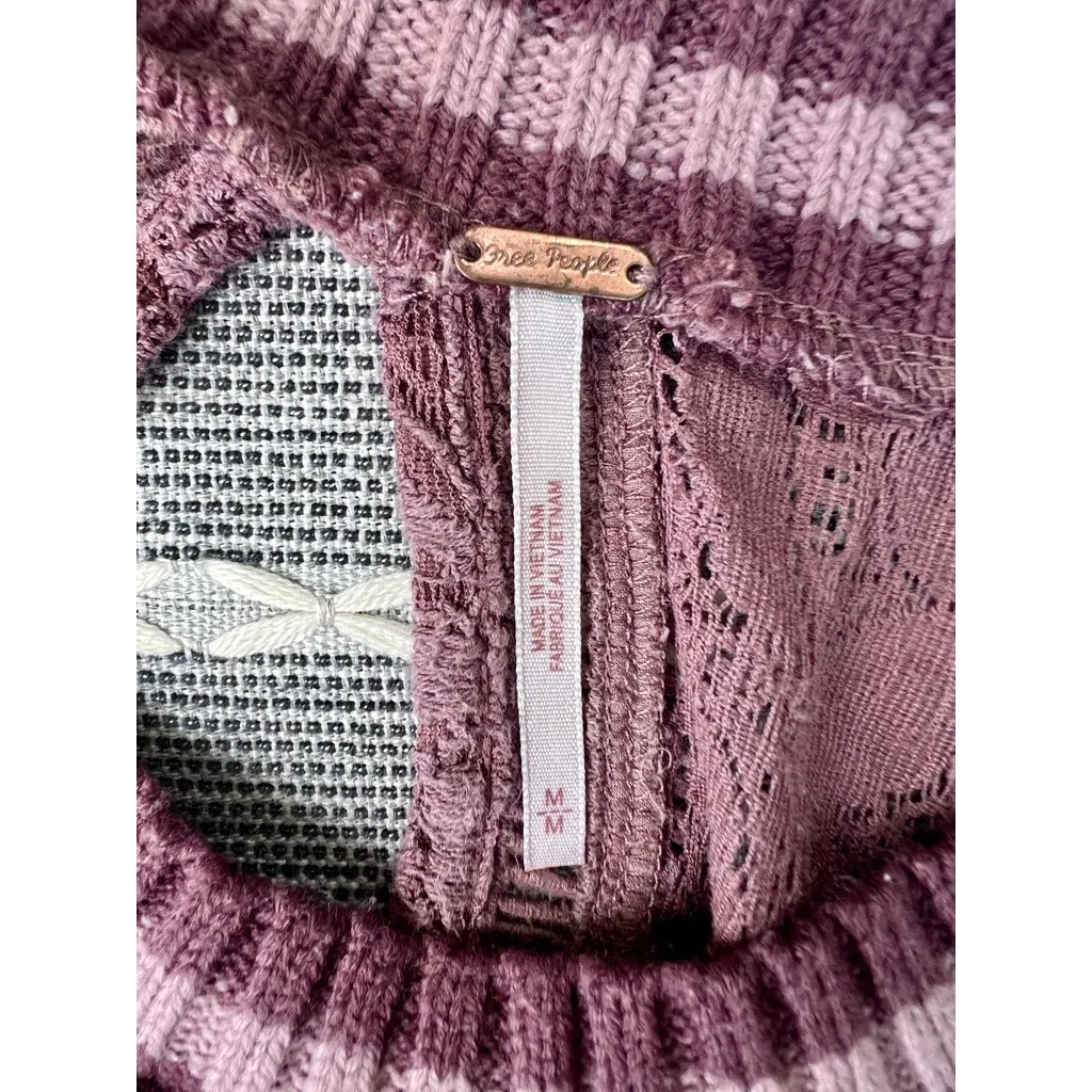 Free People Maisie Tunic Tank Blush M Crochet Keyhole Lace Swing Top Peplum - Image 5