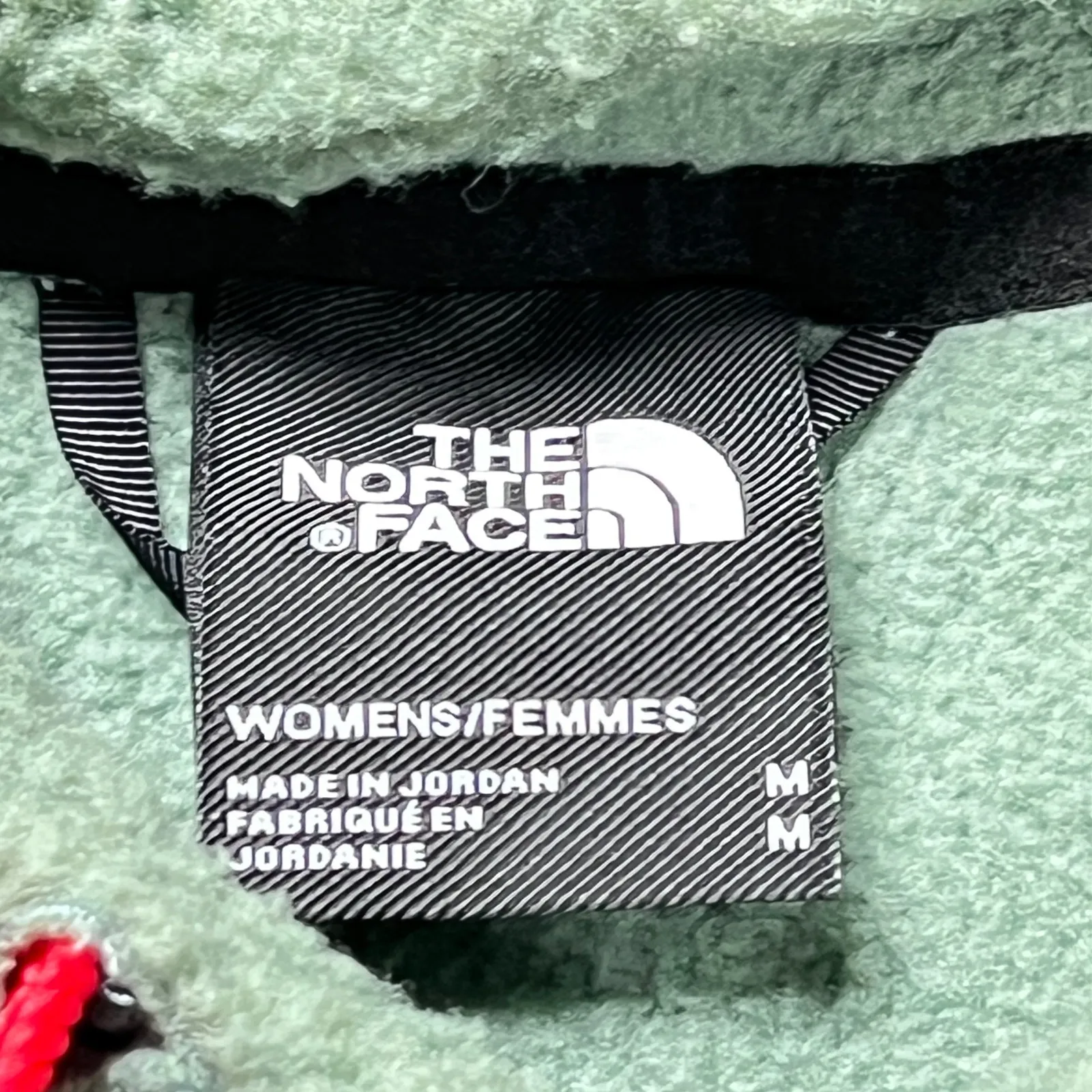 The North Face Womens Medium Sherpa Fleece Pullover Hoodie Green Pink Trim - Image 2