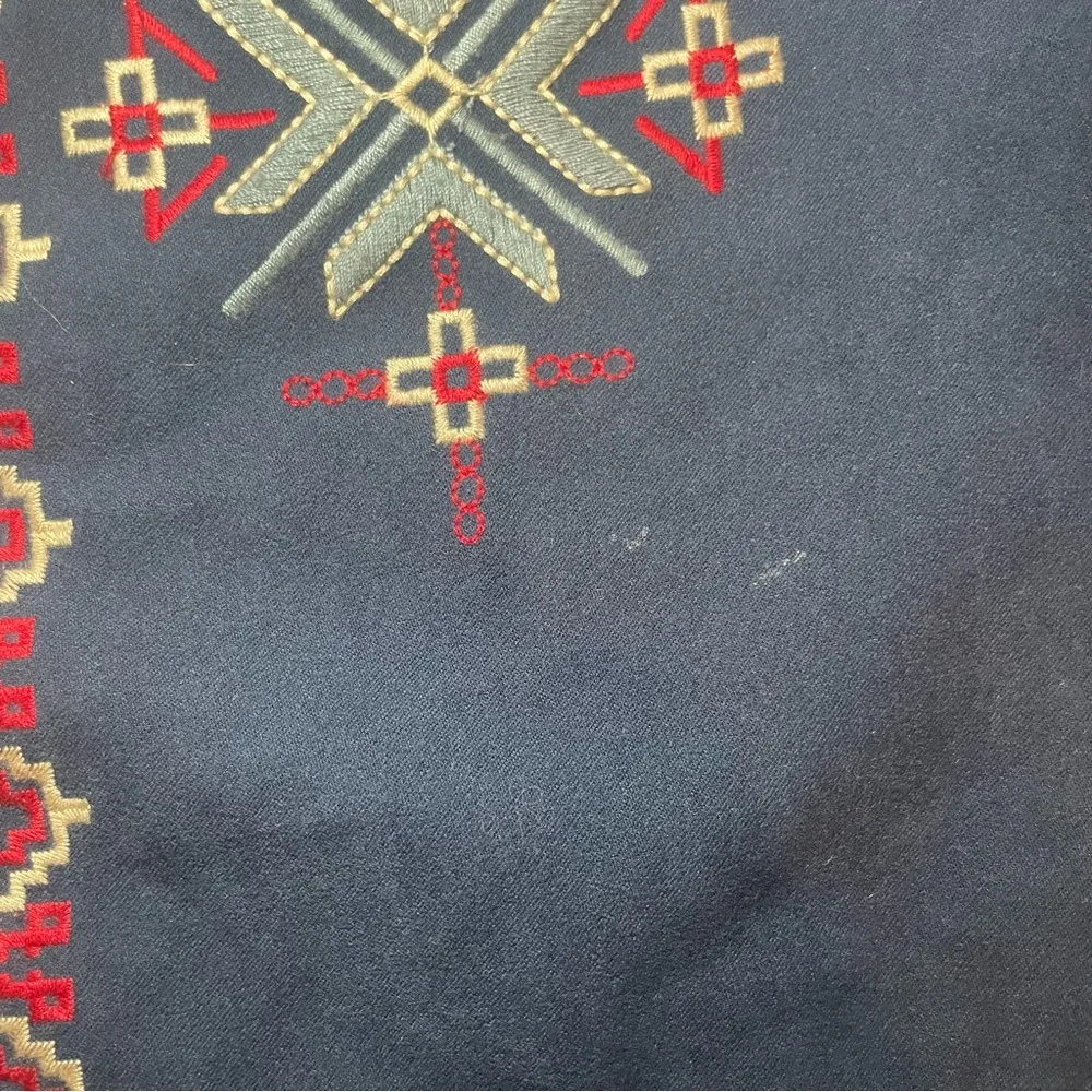 Flying Tomato Blue Faux Suede Southwestern Jacket Fringe Embroidered Small Aztec - Image 16