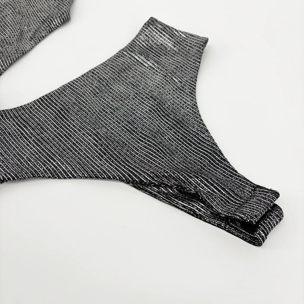 Superdown Tahlia Cut Out Bodysuit Size Small Silver Metallic NWT - Image 5