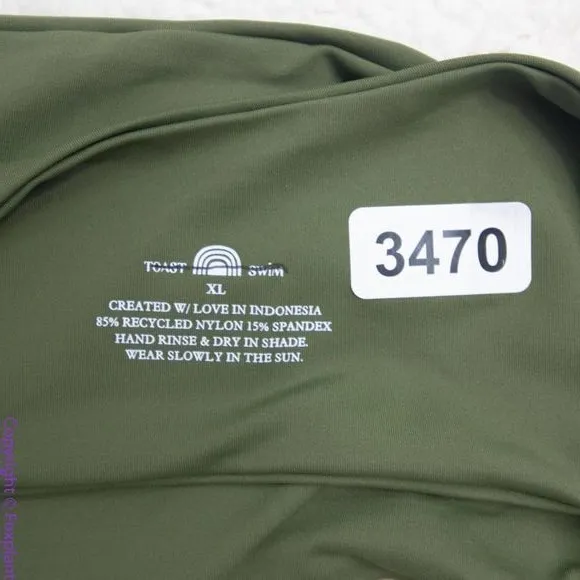 NEW Free‎ People x Toast signature one shoulder bikini top in dark green, XL Green - Image 8