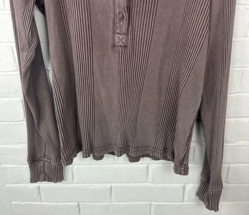 Aerie Road Trip Long Sleeve Henley Ribbed Top Size XL - Image 5