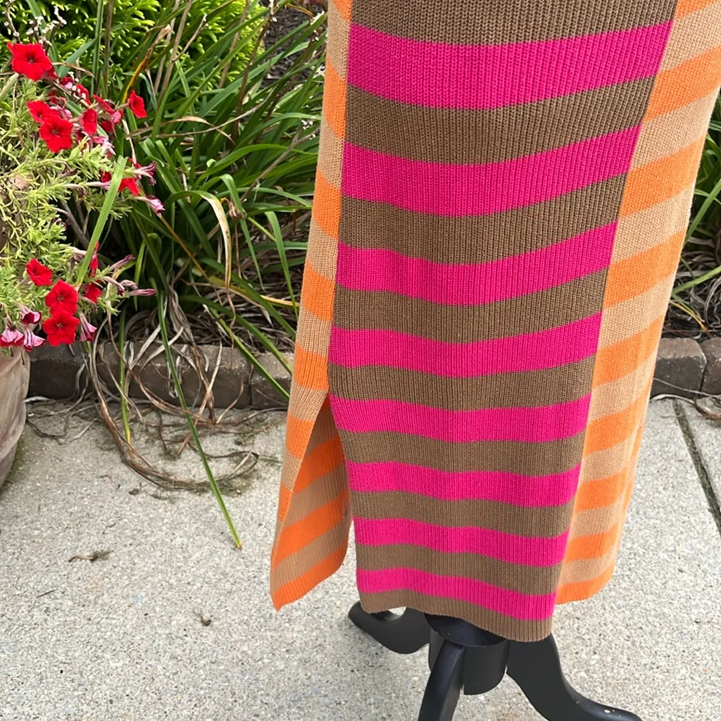 New Maxi Dress Sweater Colorblock Striped Mod Pink - Image 7