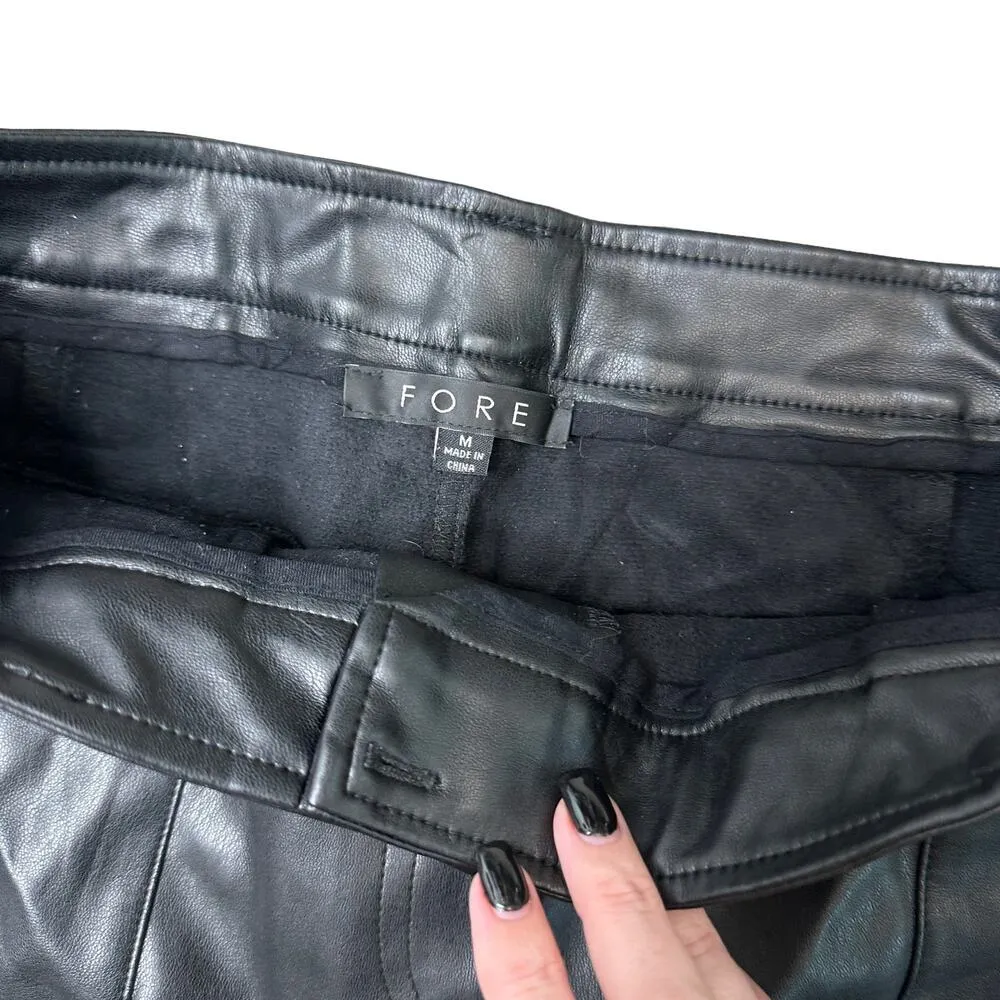 Fore Collection Vegan Black Leather Pants Paneled High Rise Pants M Size 30 - Image 3