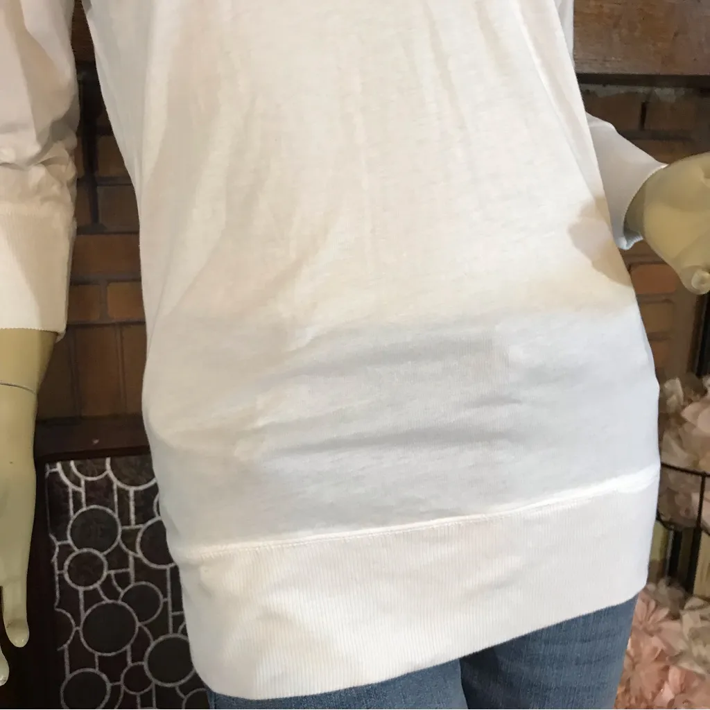 NEW YORK & COMPANY WHITE JERSEY KNIT COWL NECK LONG TUNIC (XS) - Image 8