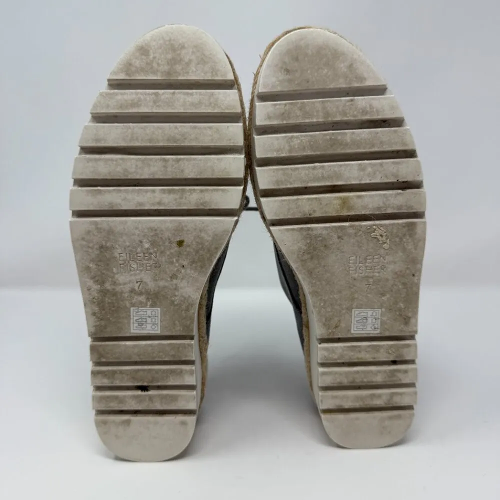 Eileen Fisher Everly Derby Leather Platform Oxford Shoes Womens 7 Silver Lace Up - Image 10
