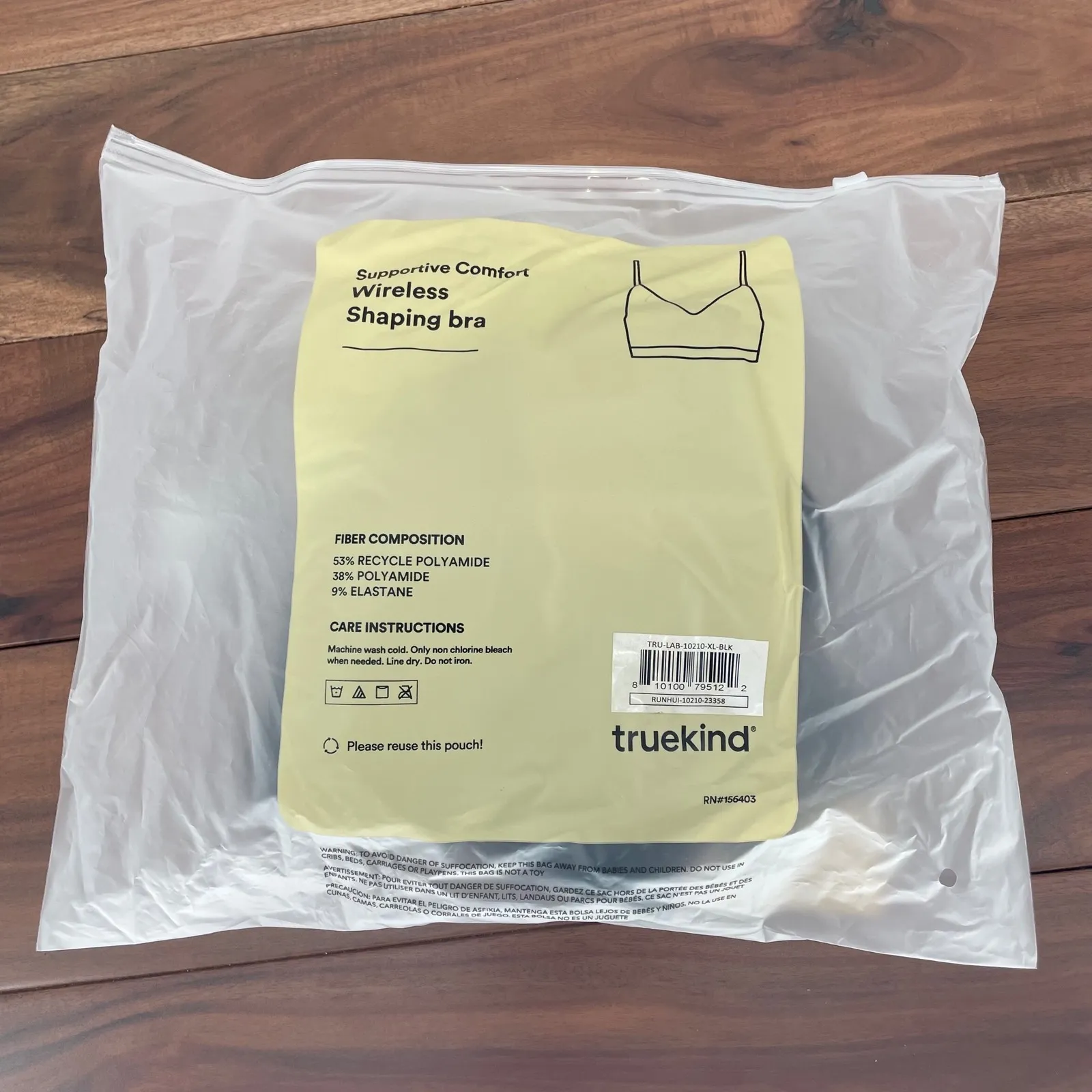 truekind Supportive Comfort Wireless Shaping Bra Black XL RN 156403 - Image 8