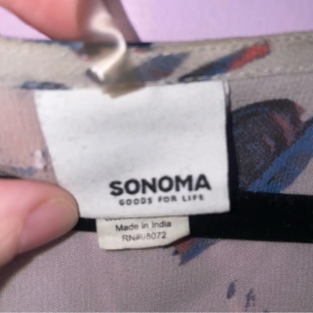 Sonoma 2X Sheer Cardigan Gray w Blue Floral Chiffon Longline Swim Kimono - Image 5