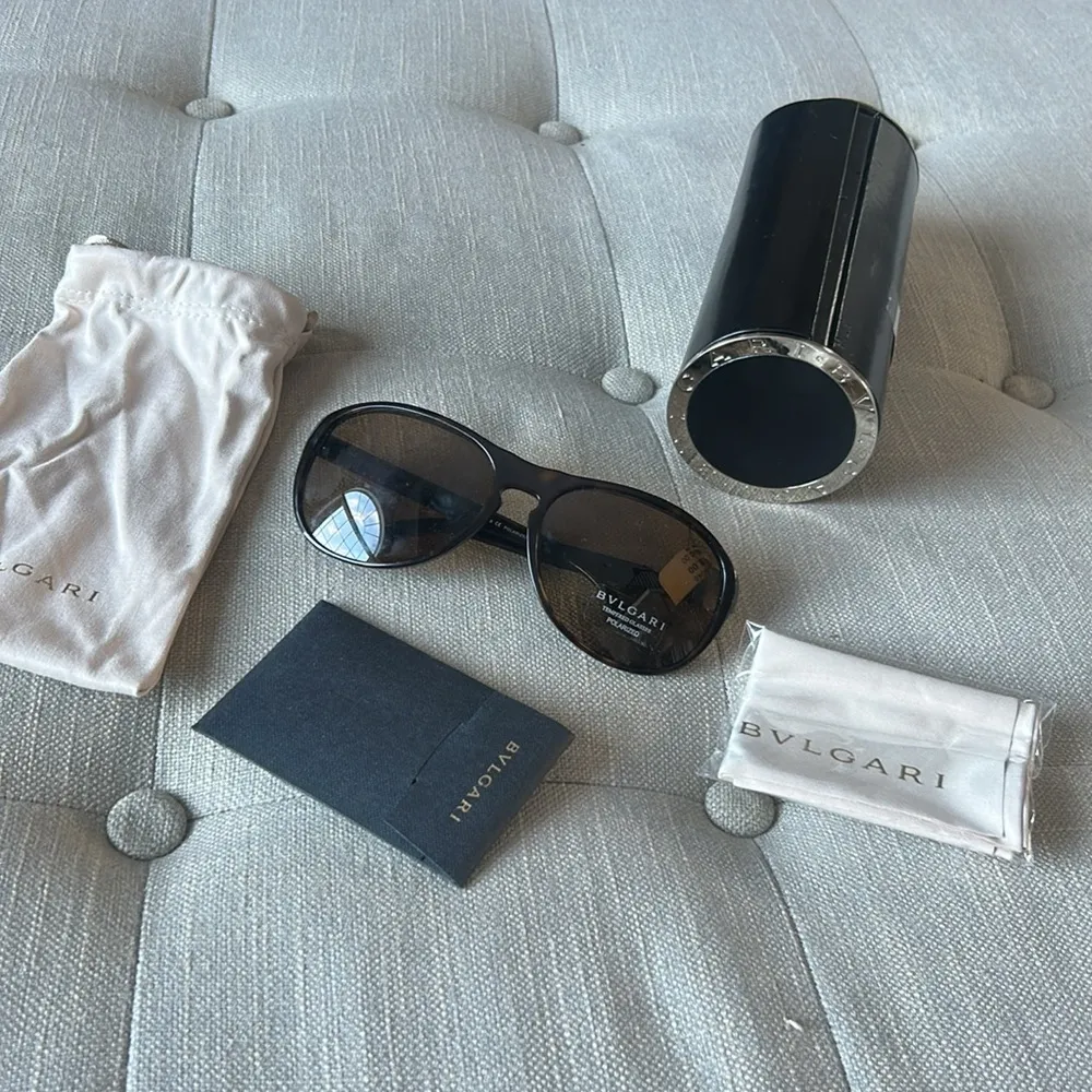 NIB Bvlgari Chocolate Brown Wide Round Sunglasses - Image 3