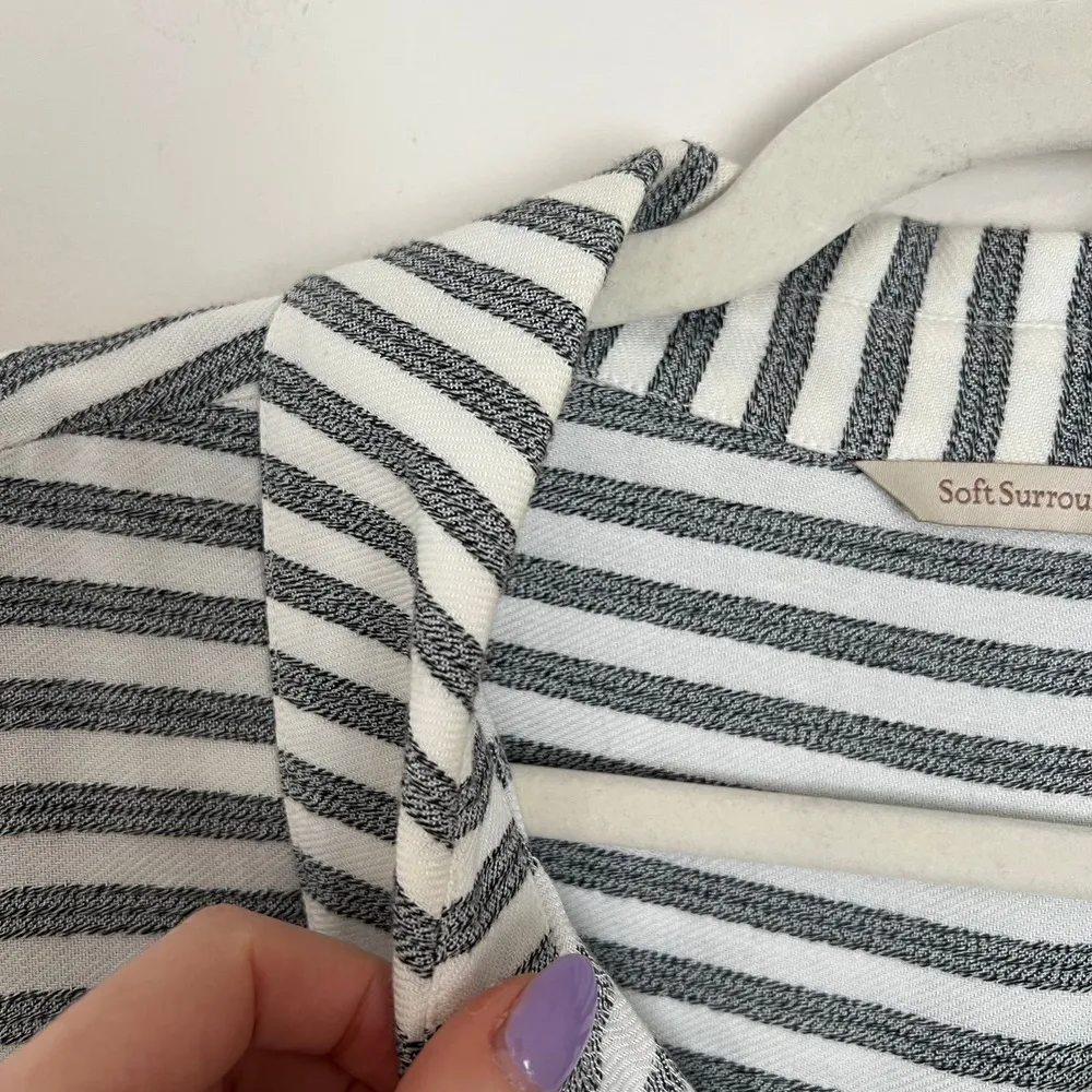 Soft Surroundings Standout Shirt Cotton Blend Striped Button Front Tunic Top Lg - Image 6