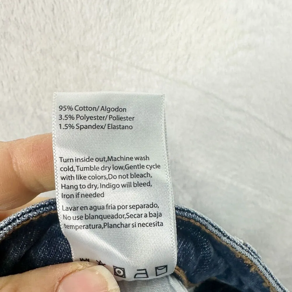 Risen Jeans High Rise Boyfriend Distressed Ankle Size 5/27 Raw Hem Stretch Blue - Image 9