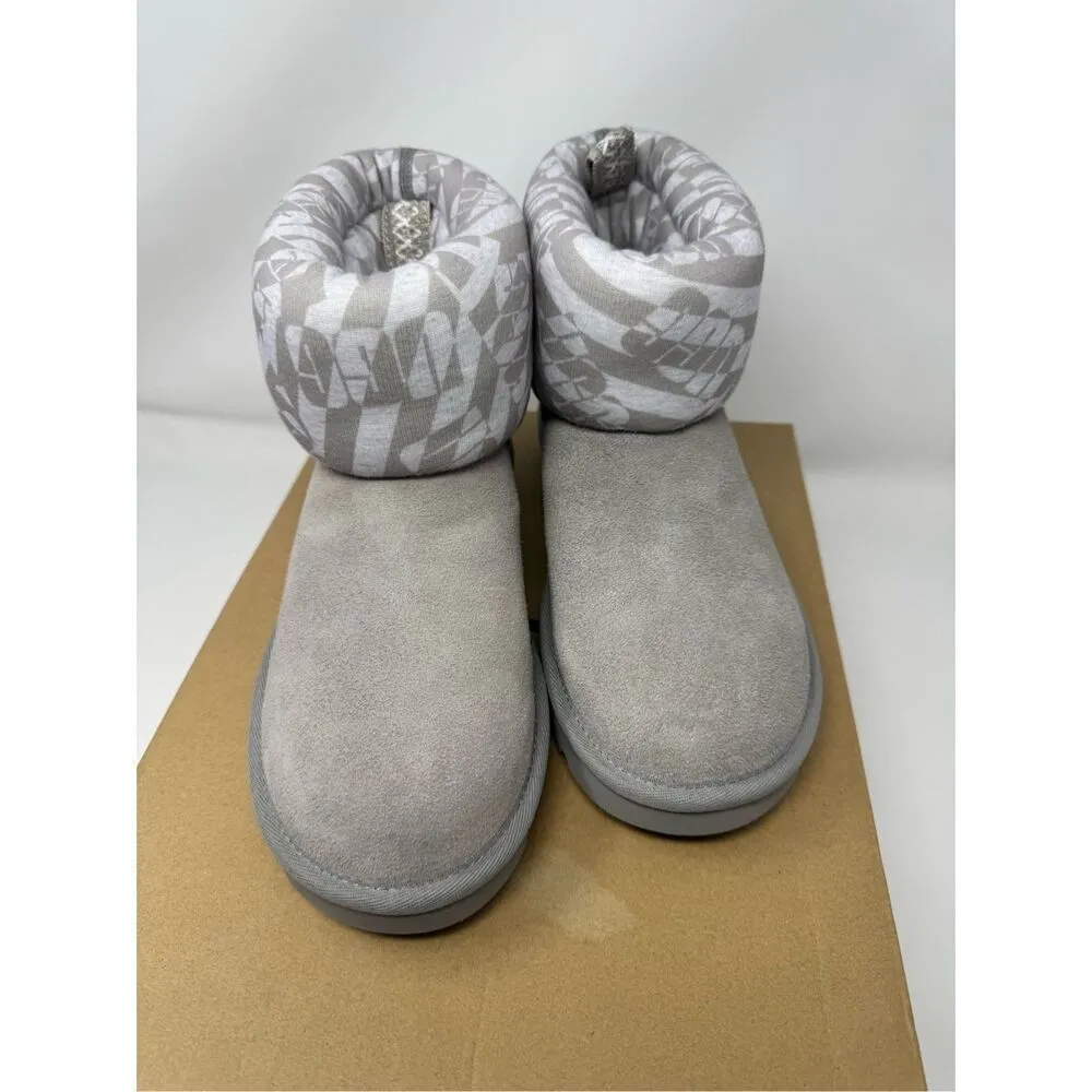 UGG Classic Mini Jersey Suede Boots Plush Winter Stripe Gray Women Size 6 New - Image 3