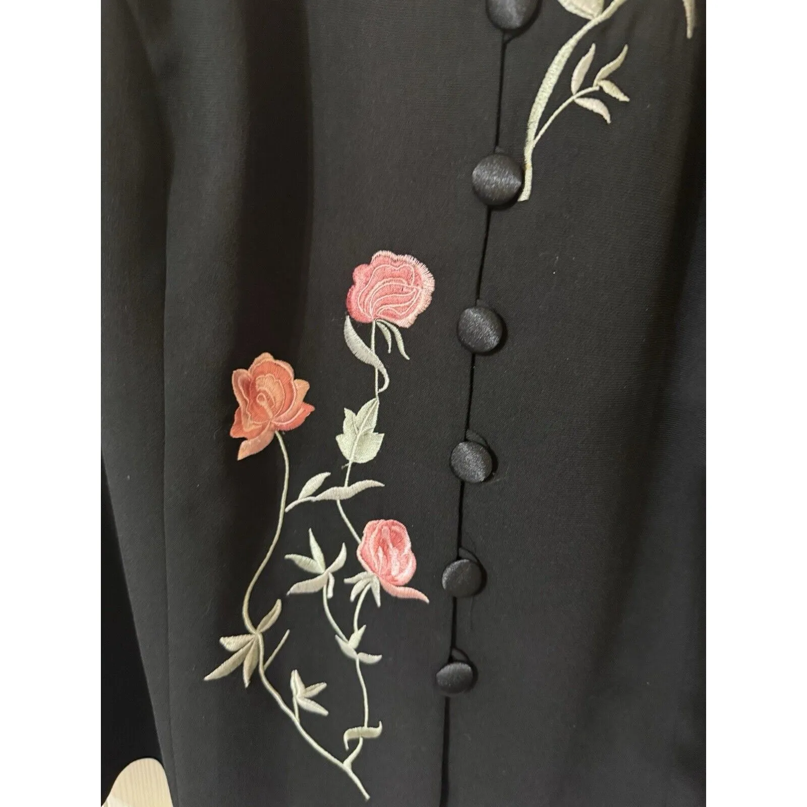 VTG 70s Women’s Studio 1 Lined Suit Black Soutache Embroidered Floral Blazer 24W - Image 4