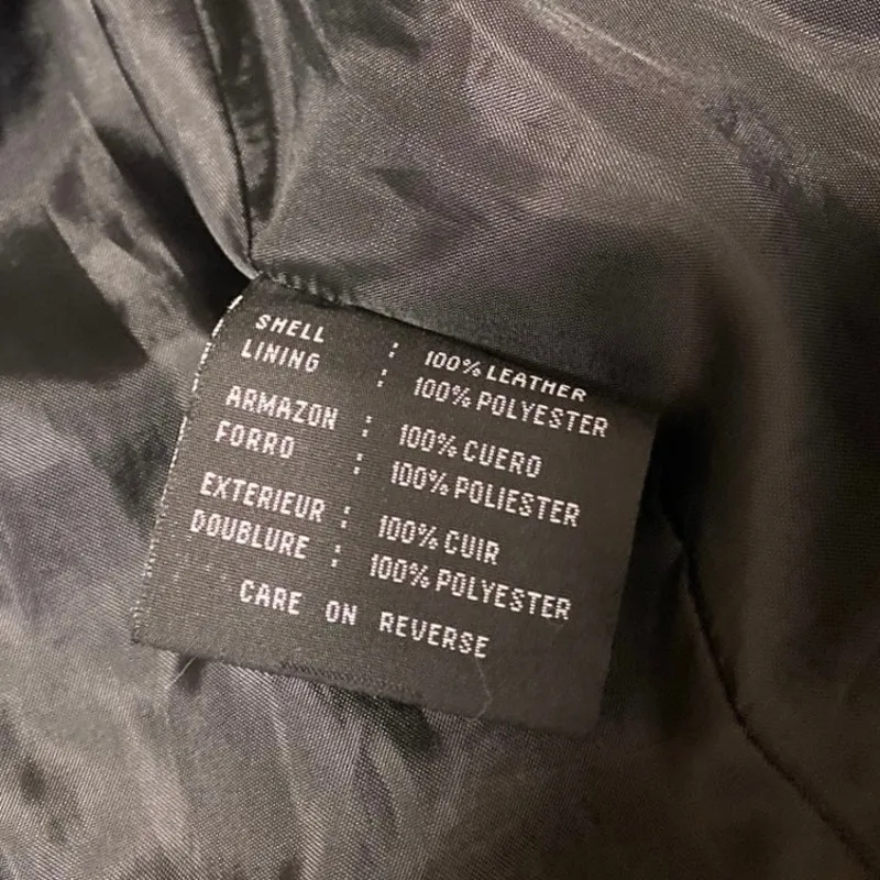 JLC 100% Leather Women's Black Button Down Collar Long Sleeve Coat Jacket Size M Blue Size M - Image 4