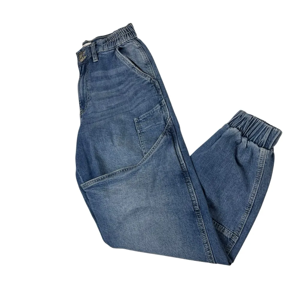 Forever 21 High Rise Baggy Barrel Jogger Baggy Blue Denim Jeans - Image 12