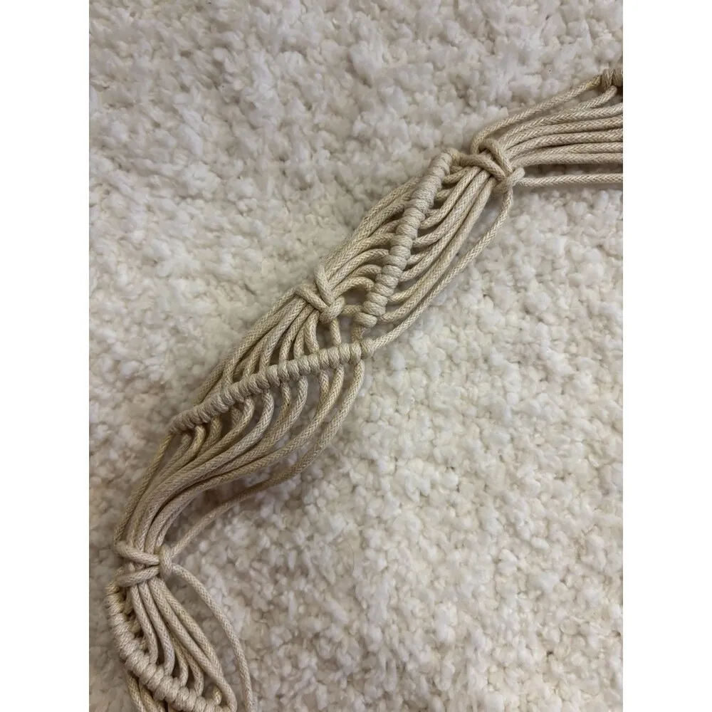 Vintage Boho Hippie Macrame Rope Tie Belt One Size Beige - Image 3