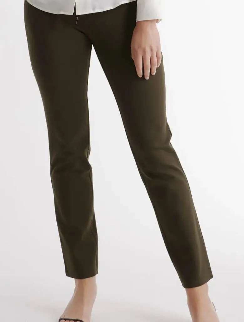 Quince Olive Green Ultra Stretch Ponte Straight Leg Women's Pants size medium - Image 1