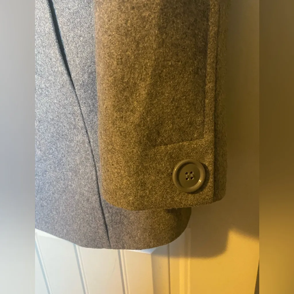 New York & Company Gray Button Down Wool Coat Peacoat Size 10 - Image 7