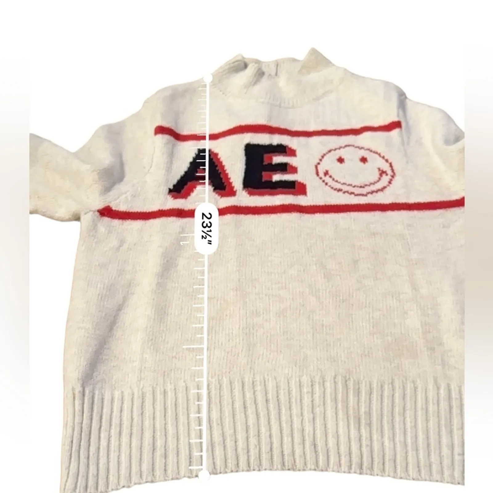 American Eagle AE Smiley Face Logo‎ Print Long Sleeve Knit Sweater Size M NEW - Image 10