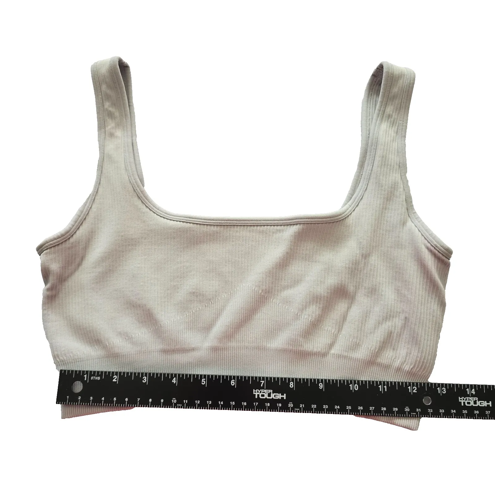 Ribbed Comfort Y2K Bra Top Wireless Pullover Stretch Sleep Active Gray Large - Image 3