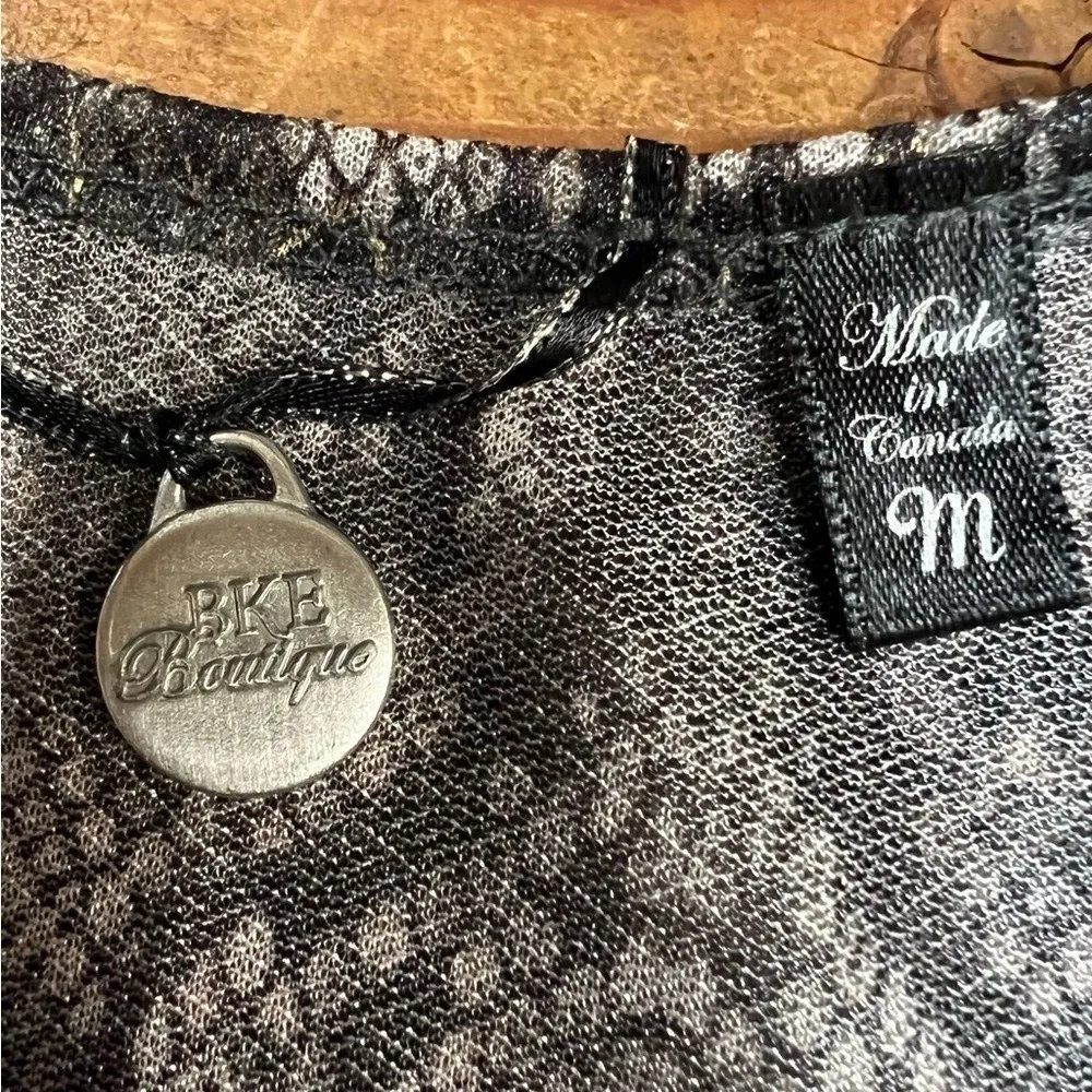 BKE Sheer Snakeskin Print Cinch Waist Tank Top Y2K Night Out Clubwear Mesh M Black Size M - Image 6