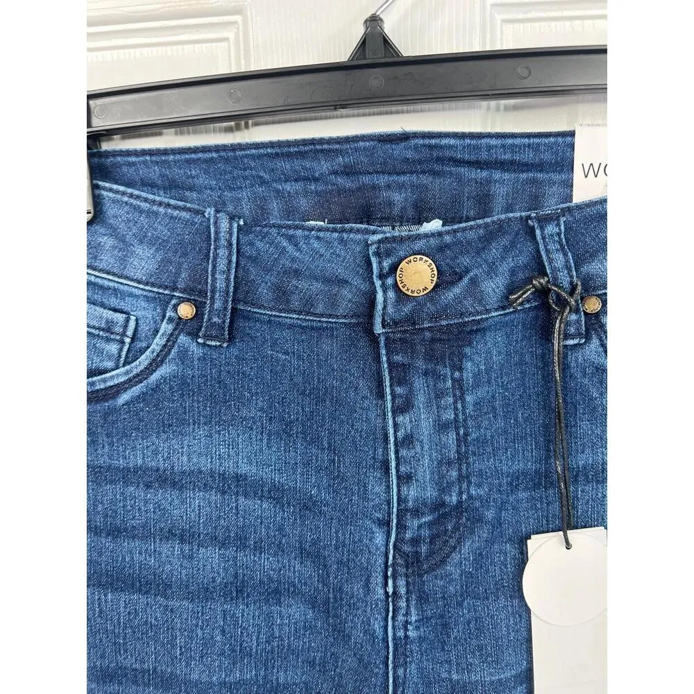 WORKSHOP Republic Jeans Size 10 Dark Blue High Rise Cuffed Skinny Ankle Stretch - Image 4