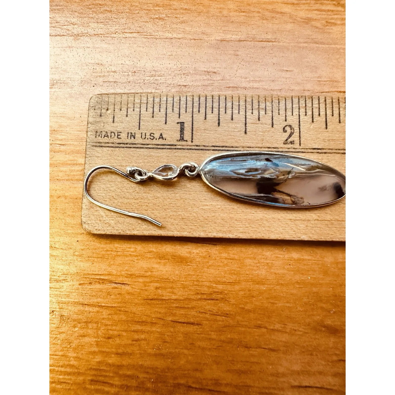 Herkemer Diamond Translucent Montana Agate Sterling‎ Silver Dangle Earrings - Image 7