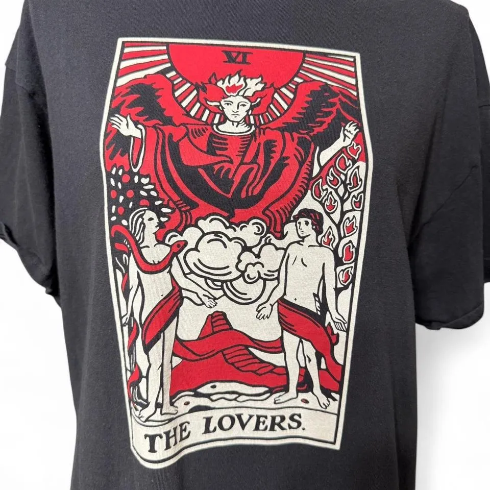Black Tarot The Lovers Graphic Tee Shirt Goth Grunge Size XL Occult - Image 2