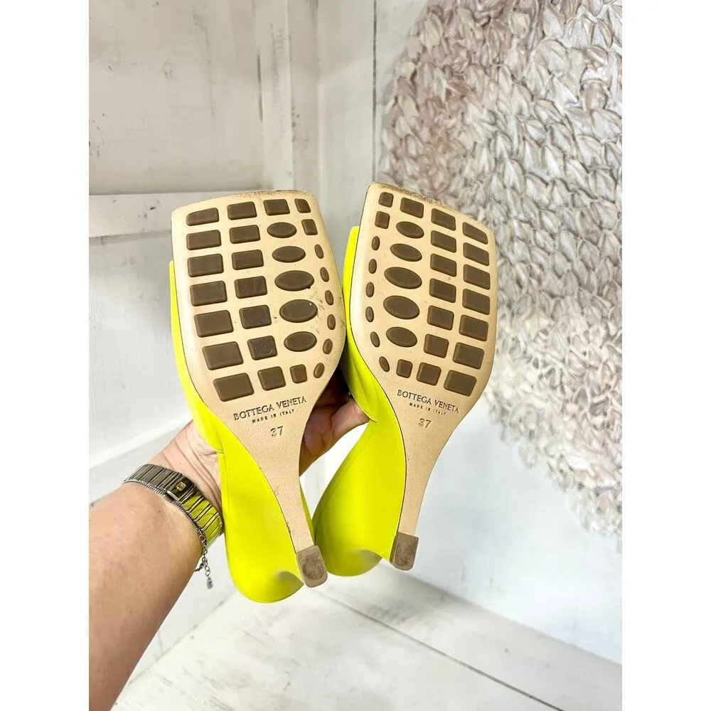 Bottega Veneta Leather Slip On Stretch Wedge Mules Sandals Kiwi Womens Size 37 - Image 7