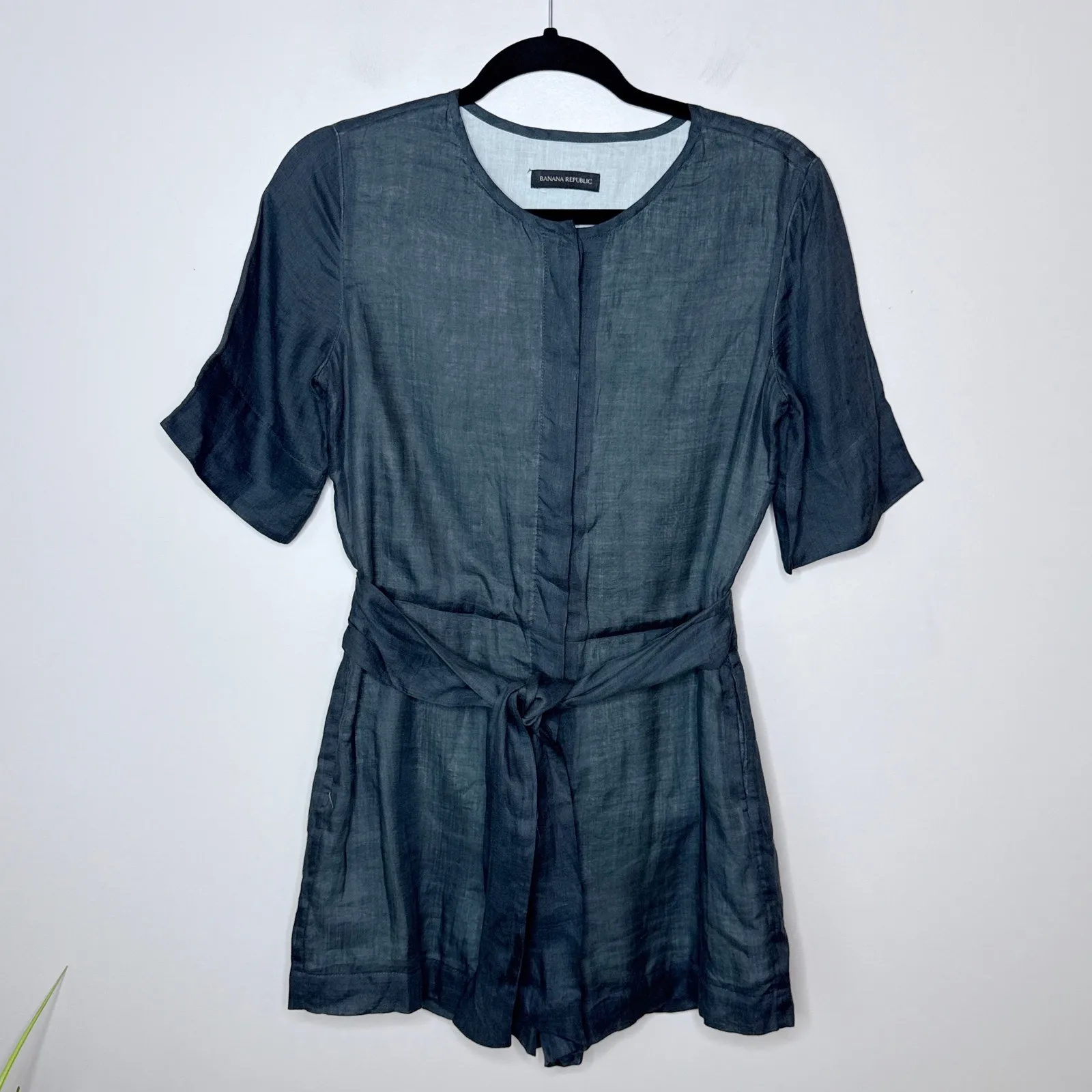 Banana Republic Ramie Slate Romper Size 2 MSRP $168‎ Tie-Front Playsuit Summer - Image 4