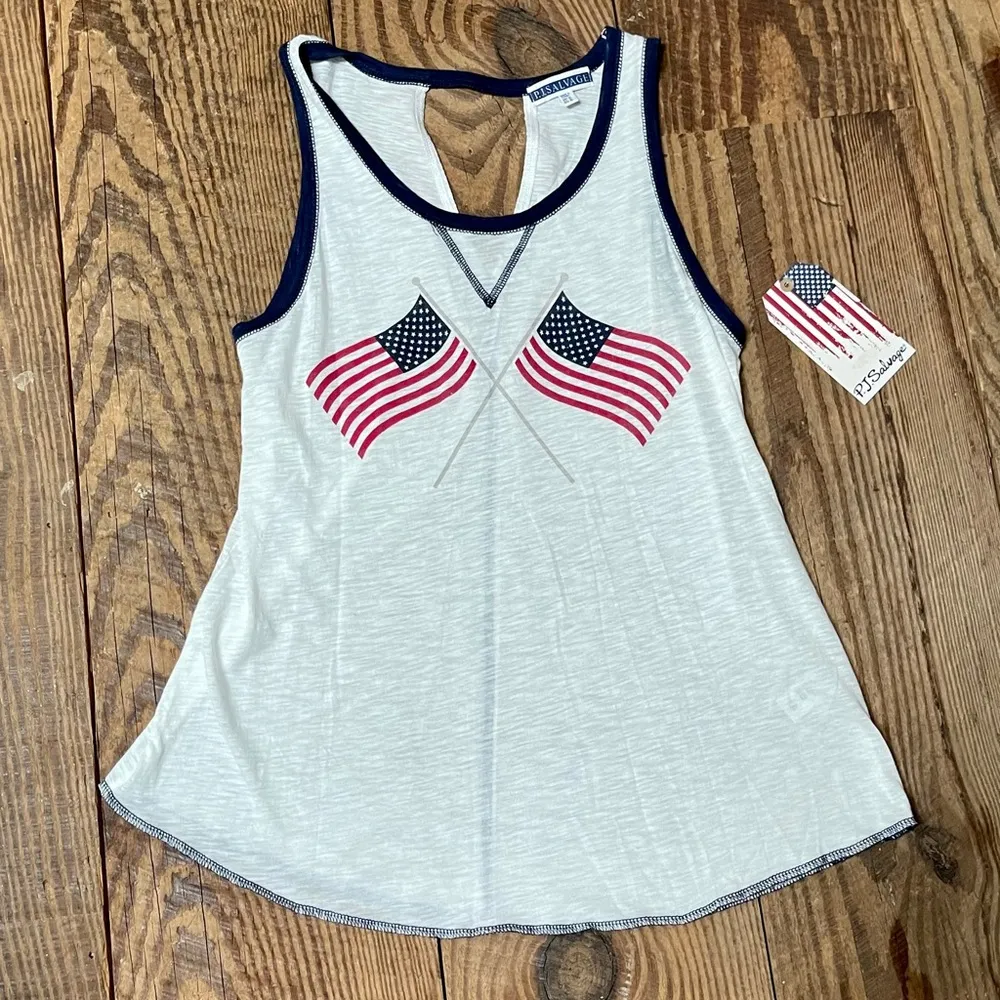 PJ Salvage American Flag Tank Top NEW Medium - Image 2
