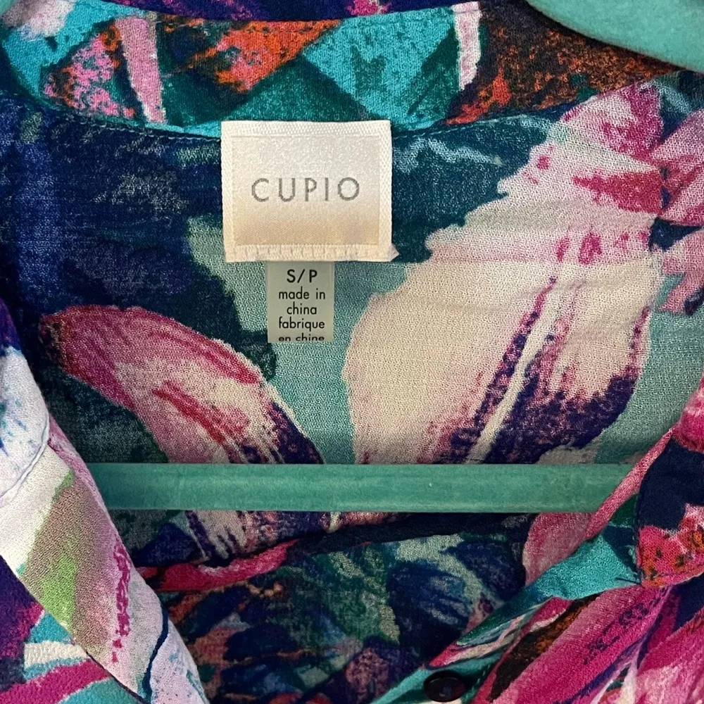 Women’s Cupio sleeveless shirt multicolor watercolor floral dress Small - Image 3