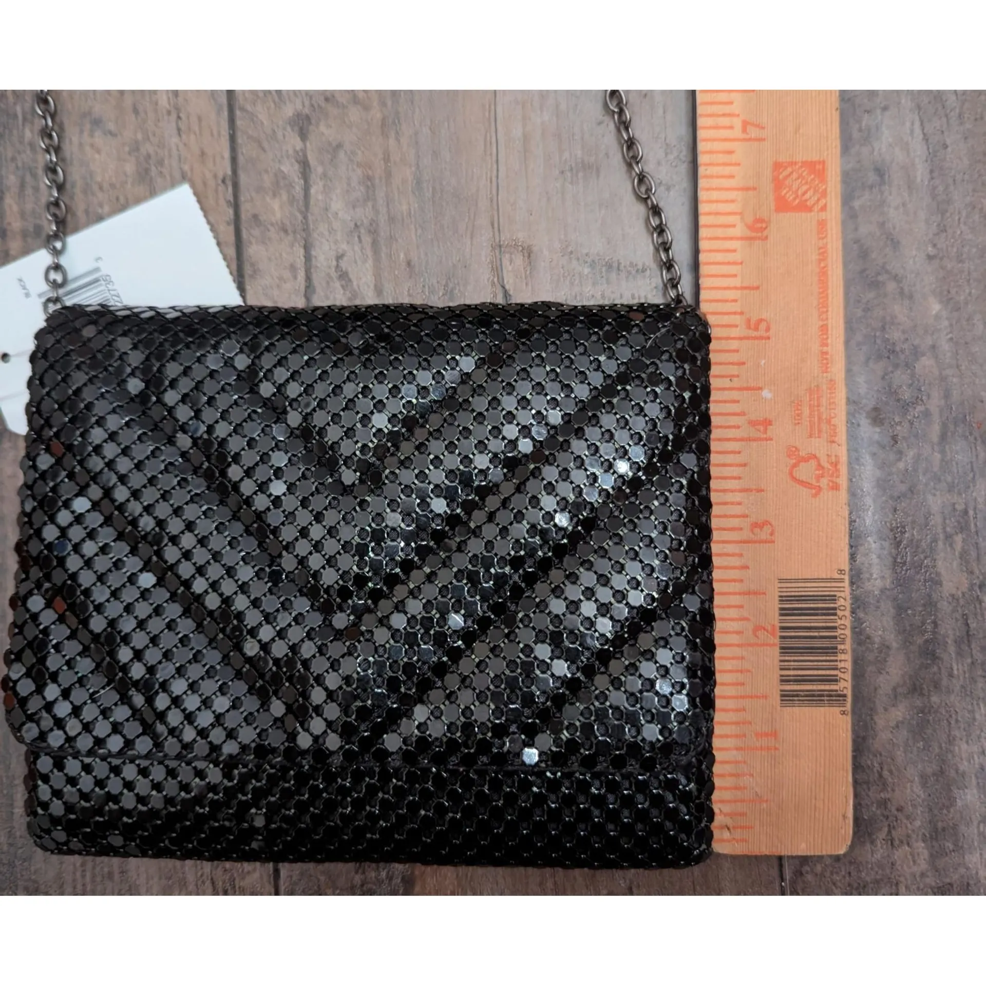 Vintage Gunne Sax Black Metal Mesh Evening Bag Clutch w/ Chain Strap - Image 5