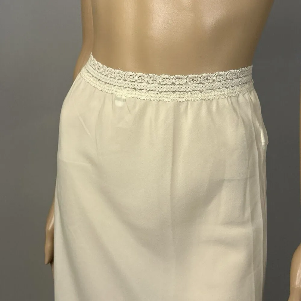 Vintage Alice Maloof Half Slip Size P Small Silky Taffeta Stretch Elastic Lace - Image 2